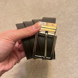 Women Reversible Leather Belt with Silver Buckle